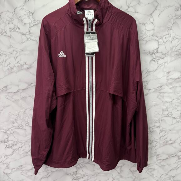 Adidas Big & Tall Jacket sz 3XL Windbreaker Maroon NWT # H231 - Picture 10 of 11